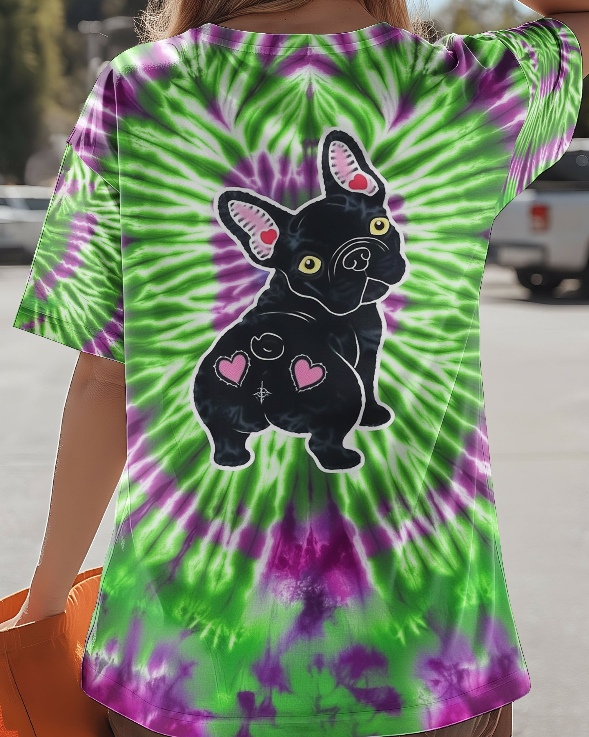GREEN PURPLE SWIRL FRENCH BULLDOG ALL OVER PRINT - YHHG1901254