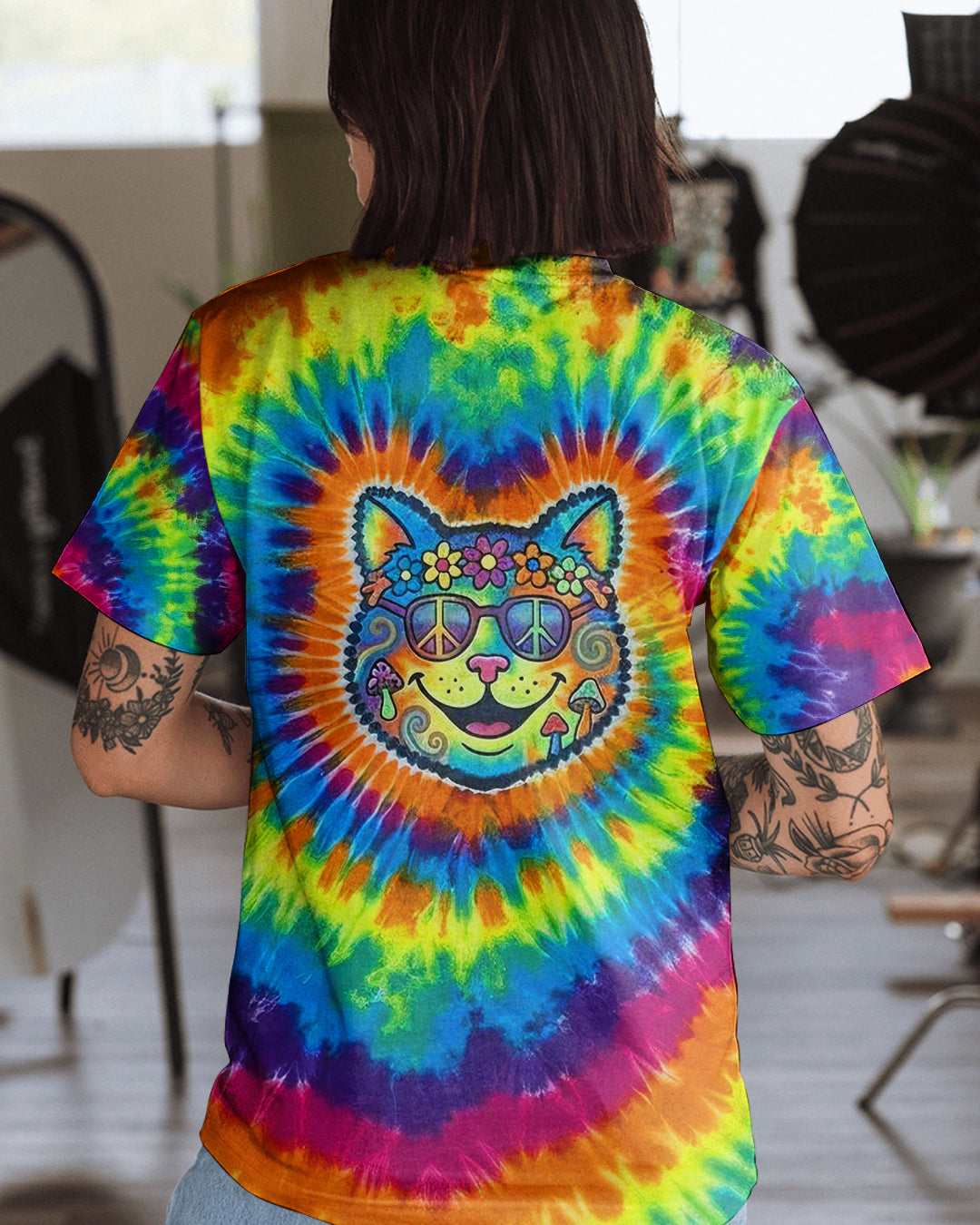 PRISMATIC PEACE CAT ALL OVER PRINT - YHHG1901261