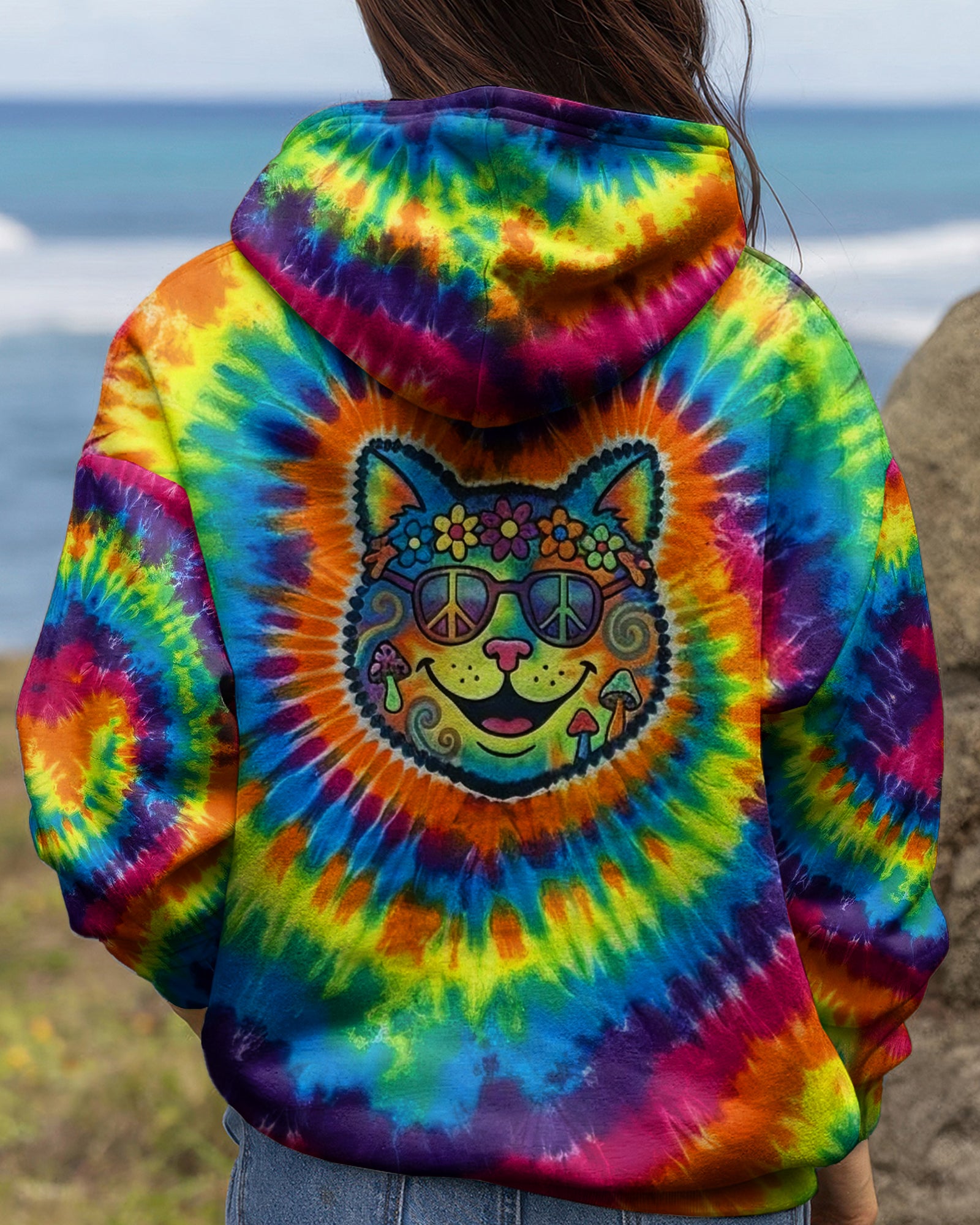 PRISMATIC PEACE CAT ALL OVER PRINT - YHHG1901261