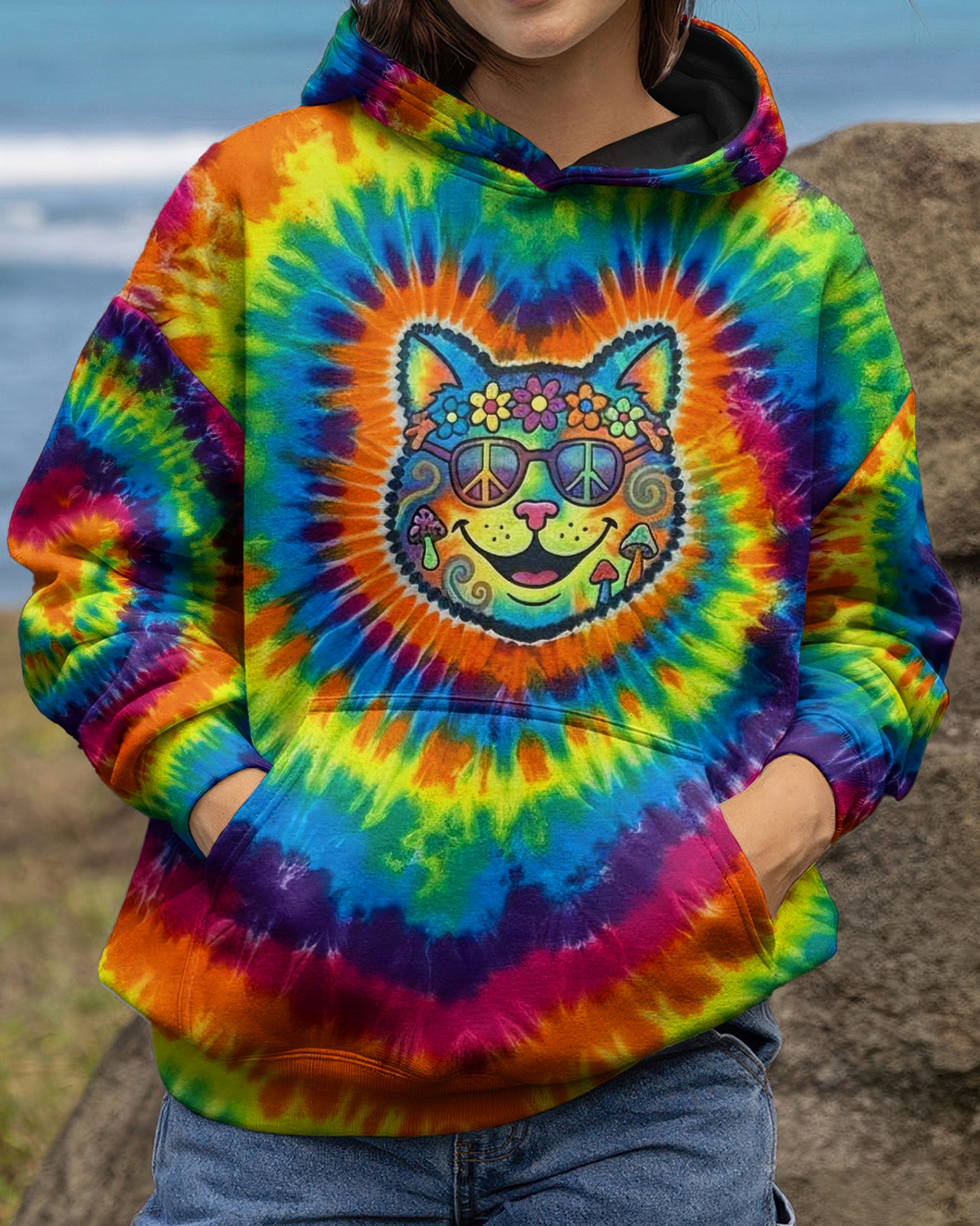 PRISMATIC PEACE CAT ALL OVER PRINT - YHHG1901261