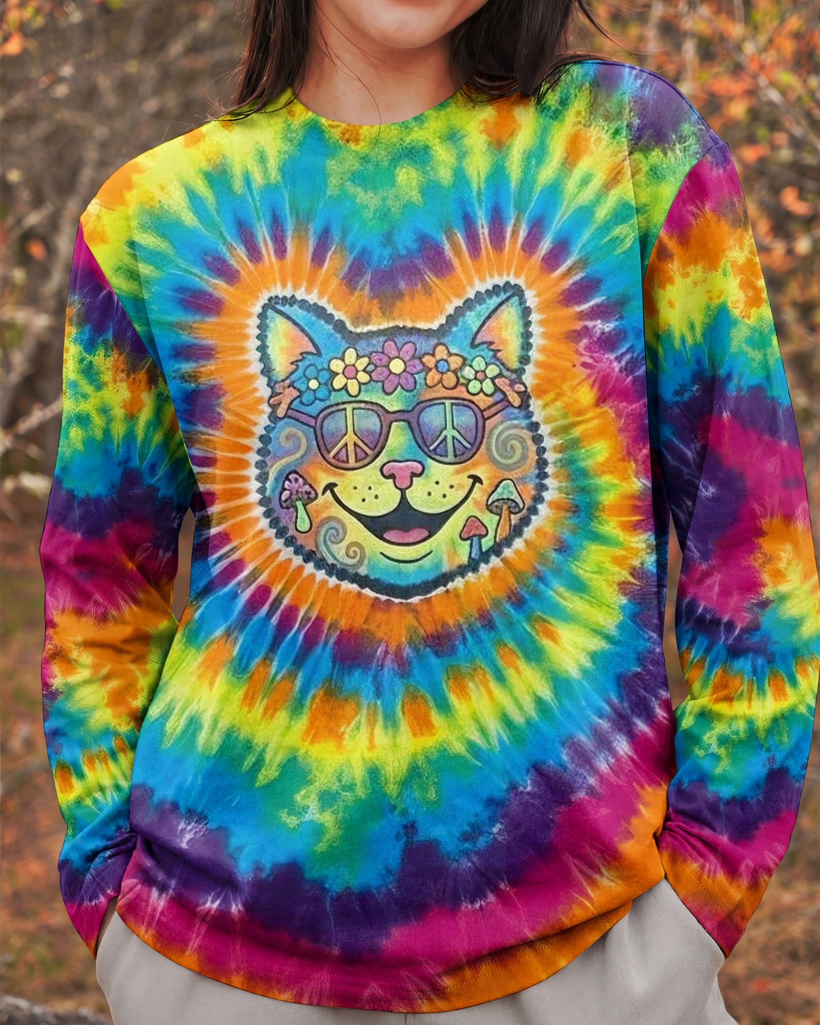 PRISMATIC PEACE CAT ALL OVER PRINT - YHHG1901261