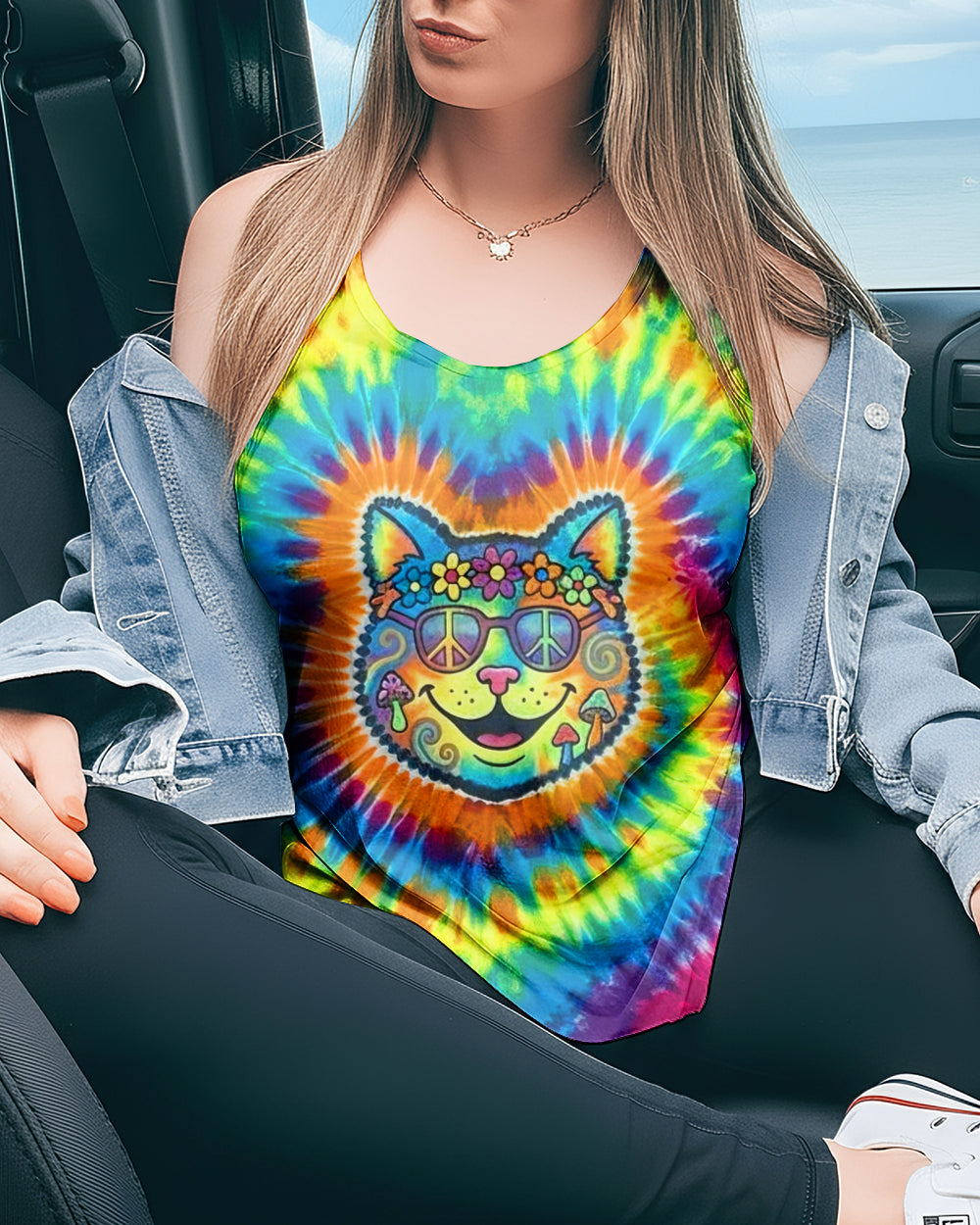 PRISMATIC PEACE CAT ALL OVER PRINT - YHHG1901261