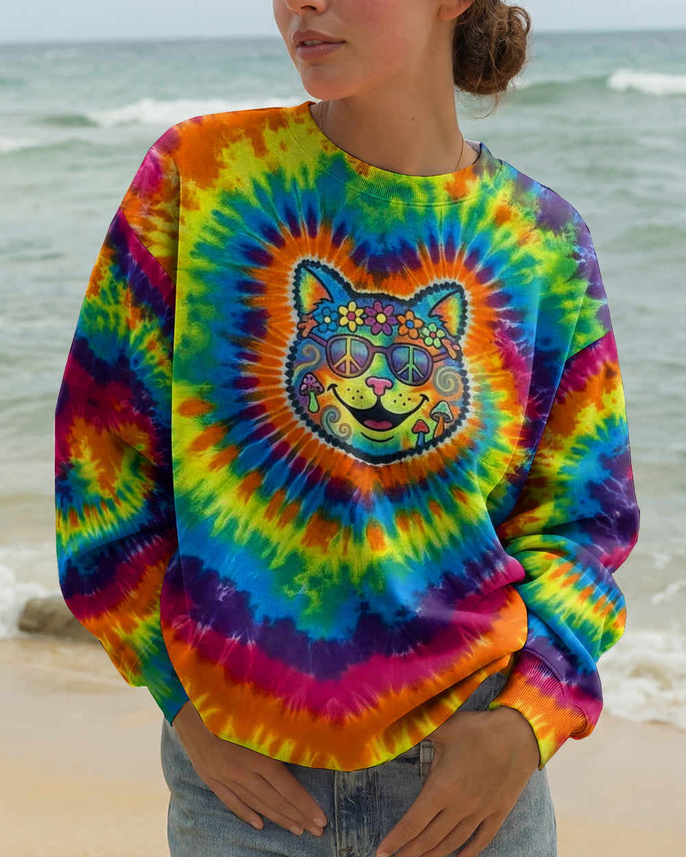 PRISMATIC PEACE CAT ALL OVER PRINT - YHHG1901261