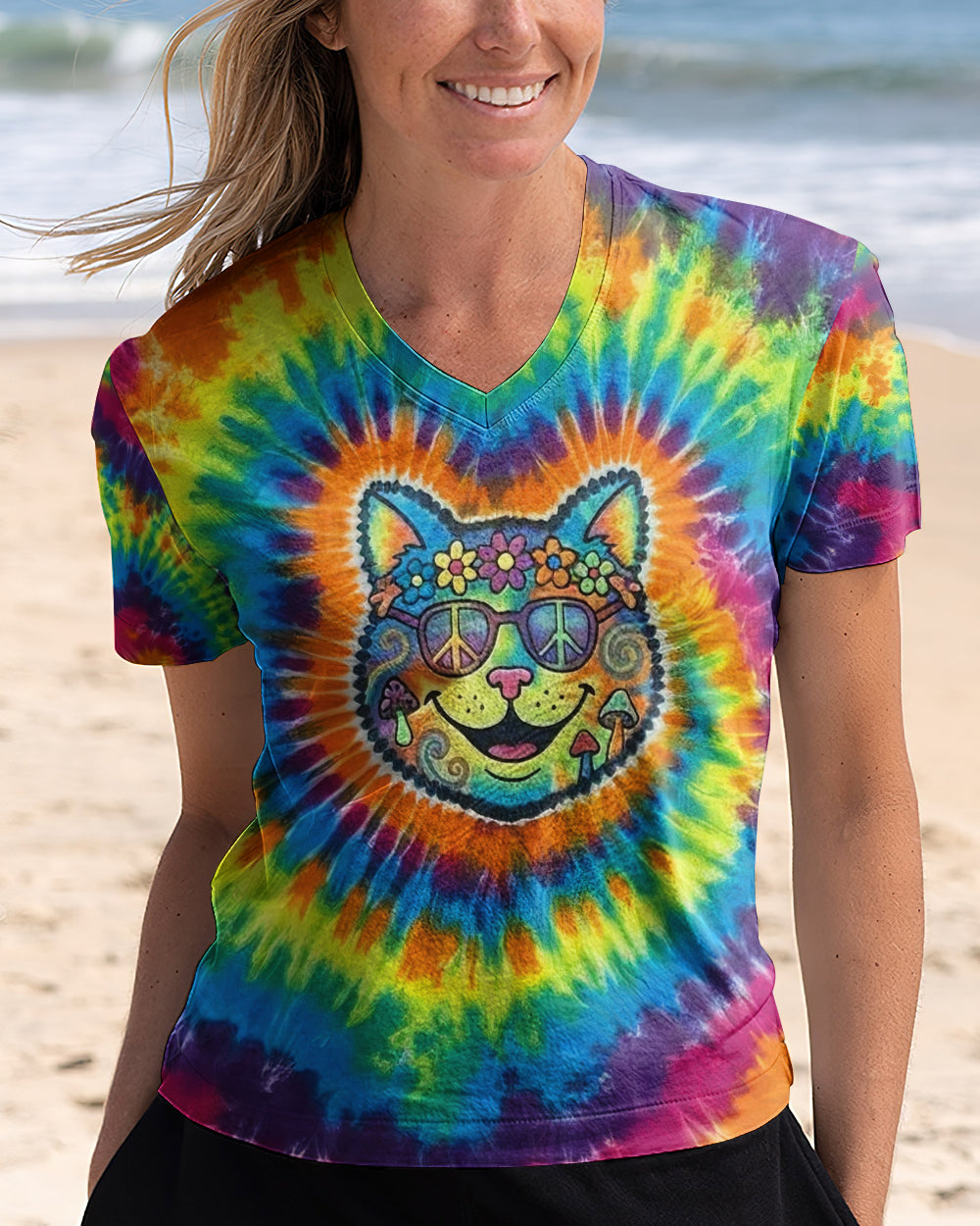 PRISMATIC PEACE CAT ALL OVER PRINT - YHHG1901261