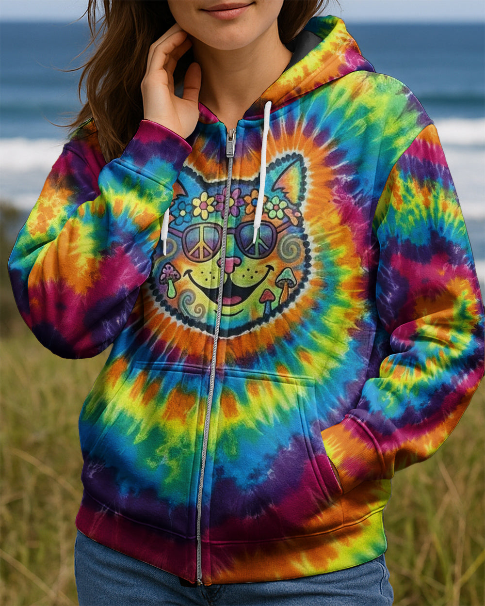 PRISMATIC PEACE CAT ALL OVER PRINT - YHHG1901261