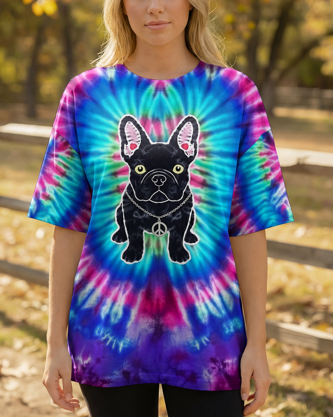 NEON PURPLE TEAL SWIRL FRENCH BULLDOG ALL OVER PRINT - YHHG1901263