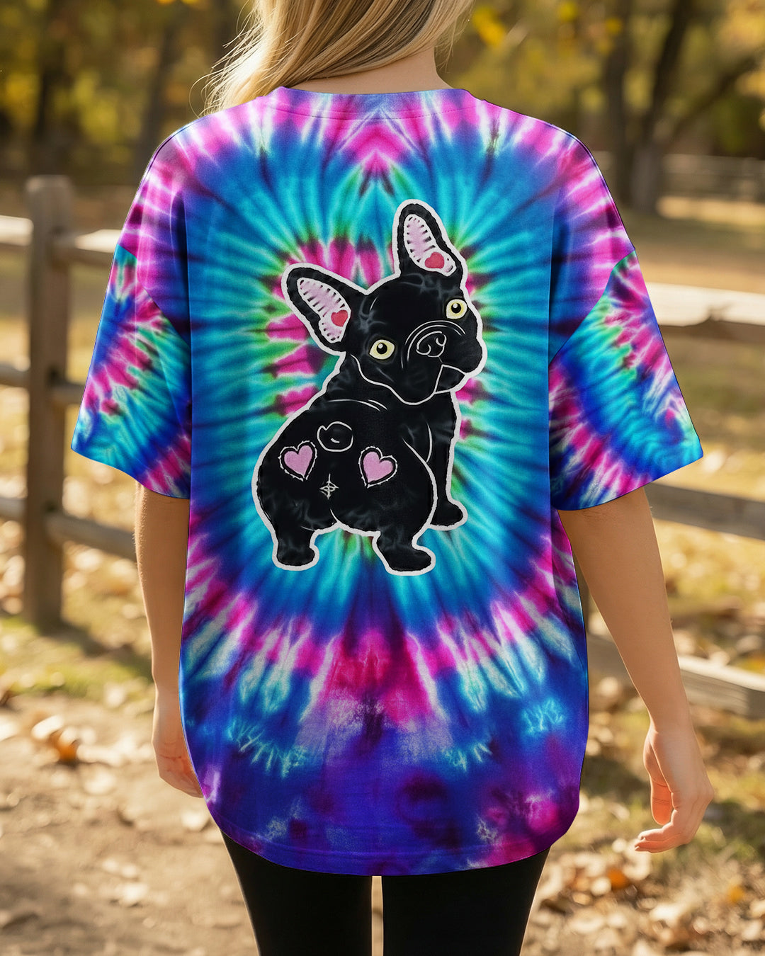 NEON PURPLE TEAL SWIRL FRENCH BULLDOG ALL OVER PRINT - YHHG1901263