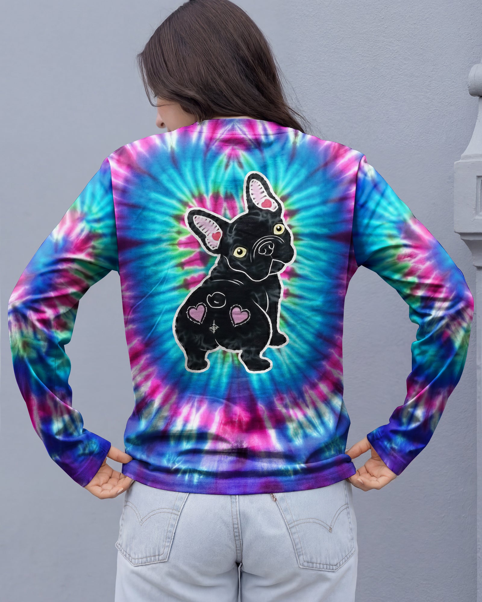 NEON PURPLE TEAL SWIRL FRENCH BULLDOG ALL OVER PRINT - YHHG1901263