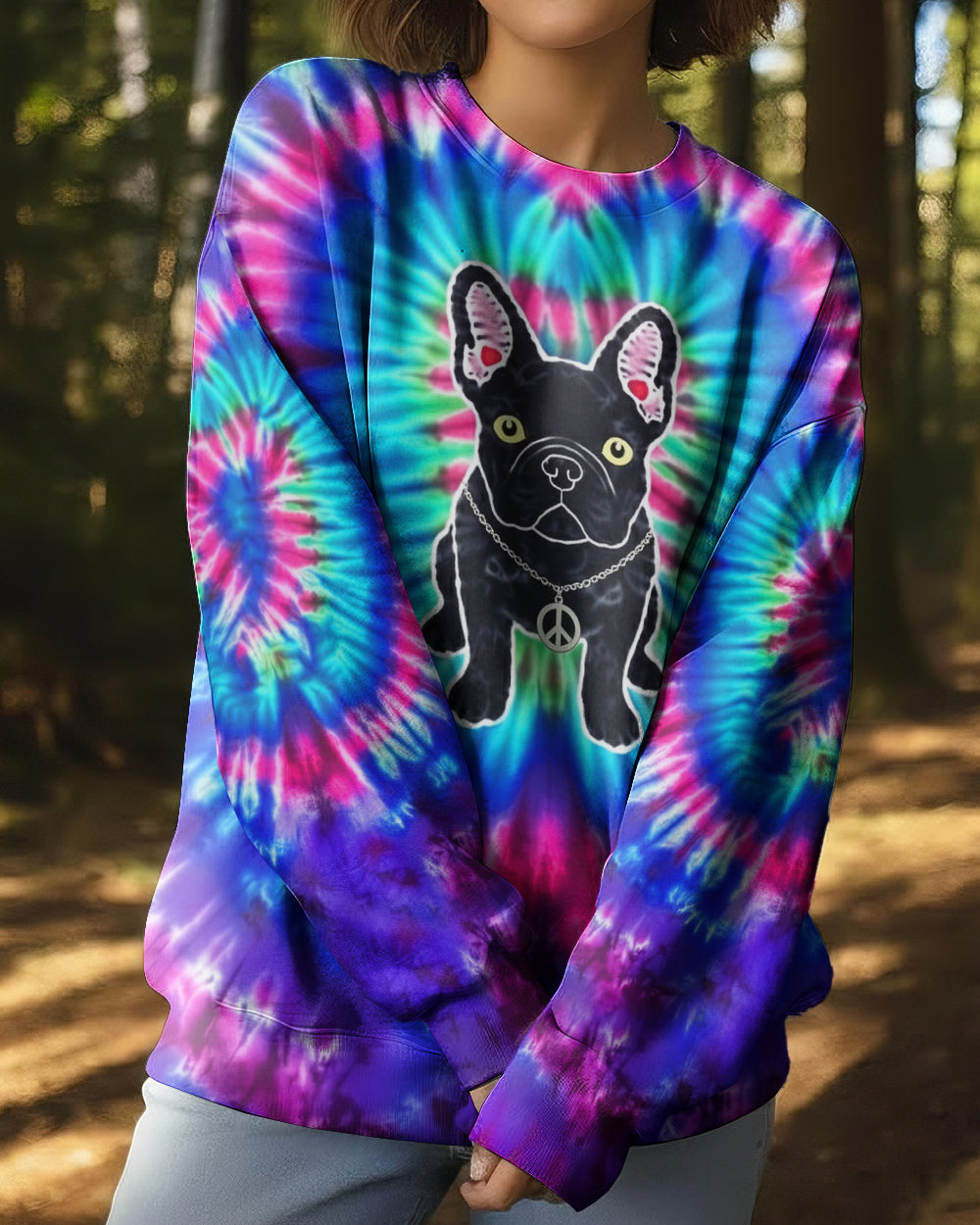 NEON PURPLE TEAL SWIRL FRENCH BULLDOG ALL OVER PRINT - YHHG1901263