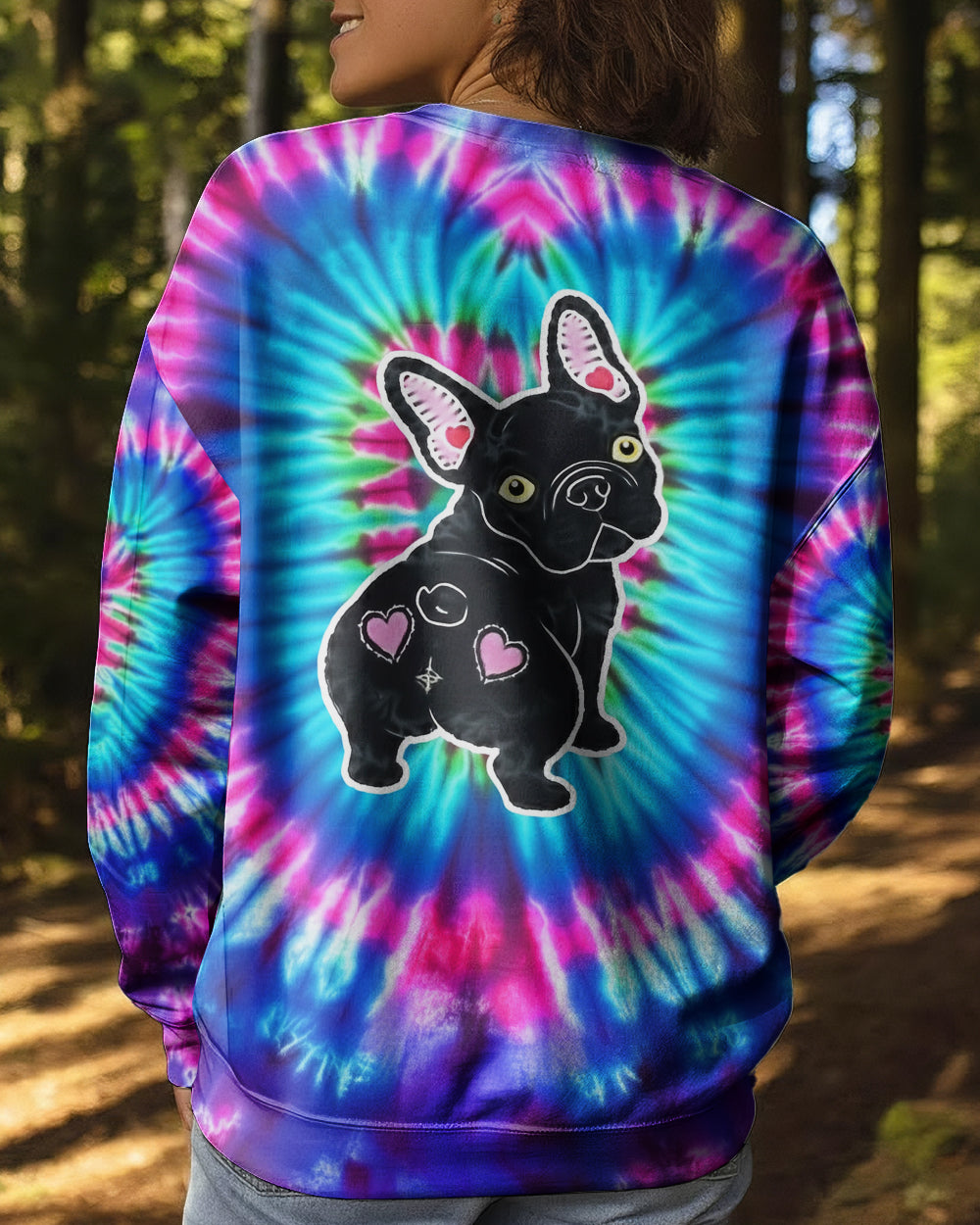 NEON PURPLE TEAL SWIRL FRENCH BULLDOG ALL OVER PRINT - YHHG1901263