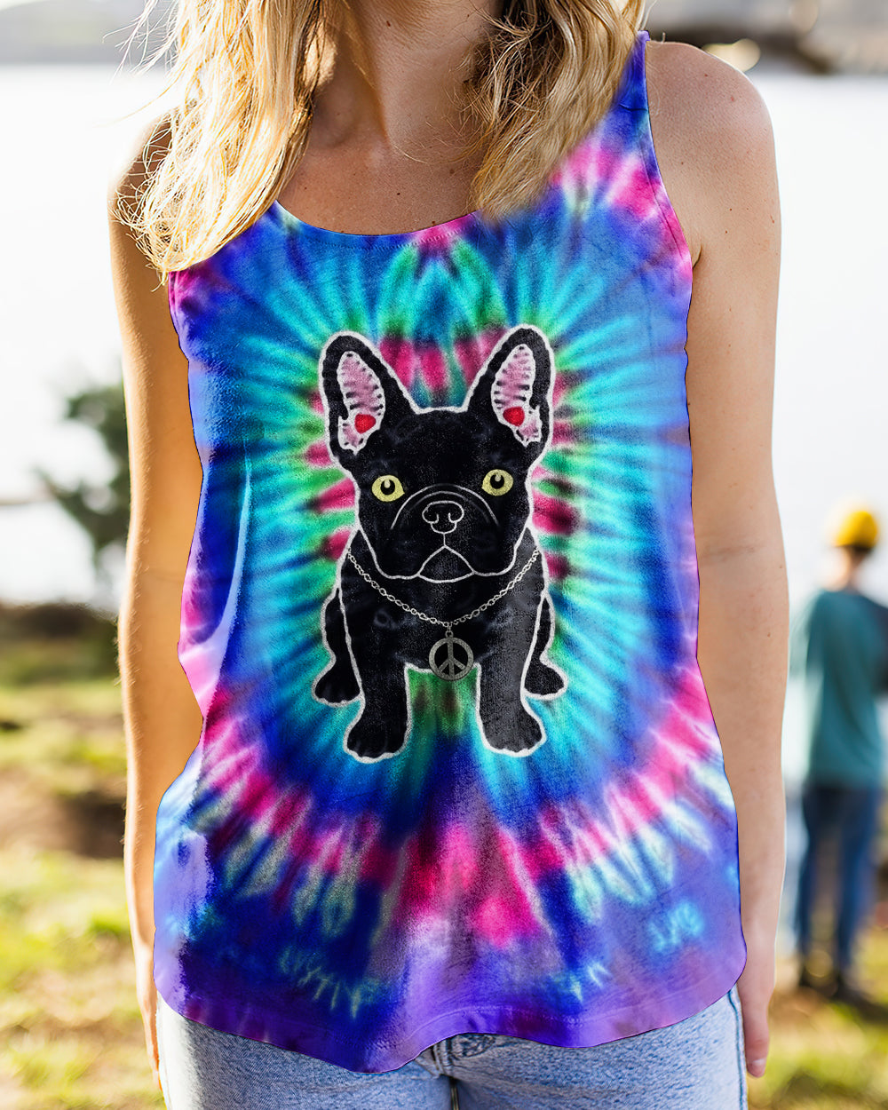 NEON PURPLE TEAL SWIRL FRENCH BULLDOG ALL OVER PRINT - YHHG1901263