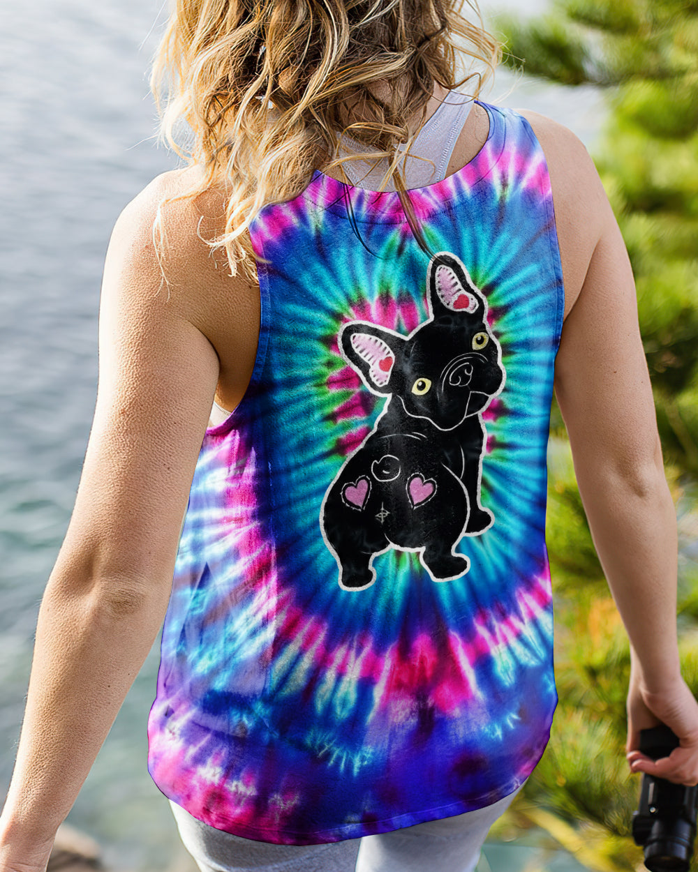 NEON PURPLE TEAL SWIRL FRENCH BULLDOG ALL OVER PRINT - YHHG1901263