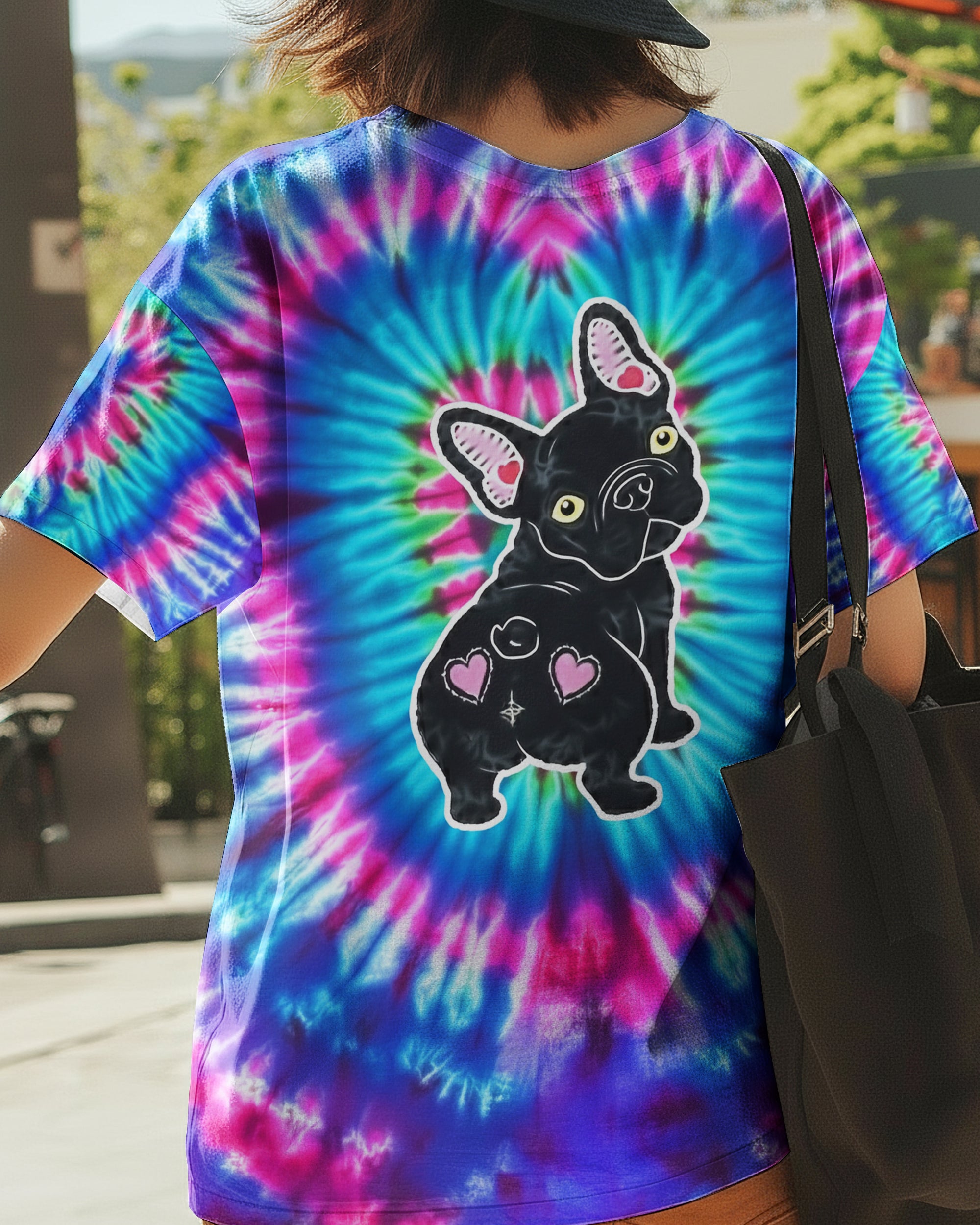 NEON PURPLE TEAL SWIRL FRENCH BULLDOG ALL OVER PRINT - YHHG1901263