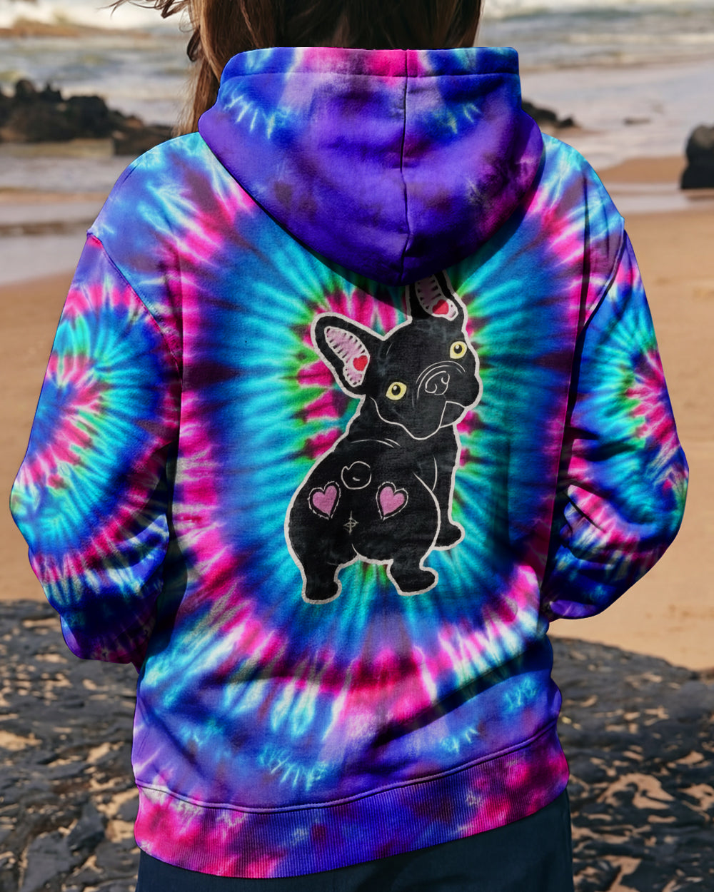 NEON PURPLE TEAL SWIRL FRENCH BULLDOG ALL OVER PRINT - YHHG1901263