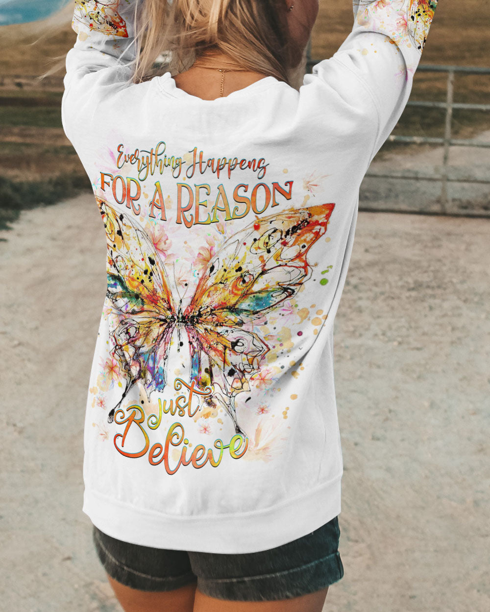 JUST BELIEVE BUTTERFLY ALL OVER PRINT - YHHG1907231