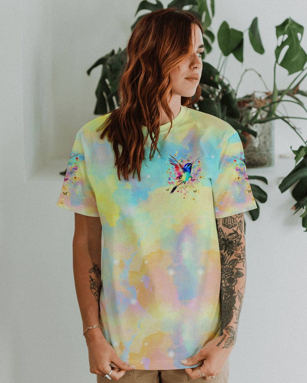 JUST BREATHE HUMMINGBIRD ALL OVER PRINT - YHHG1909241