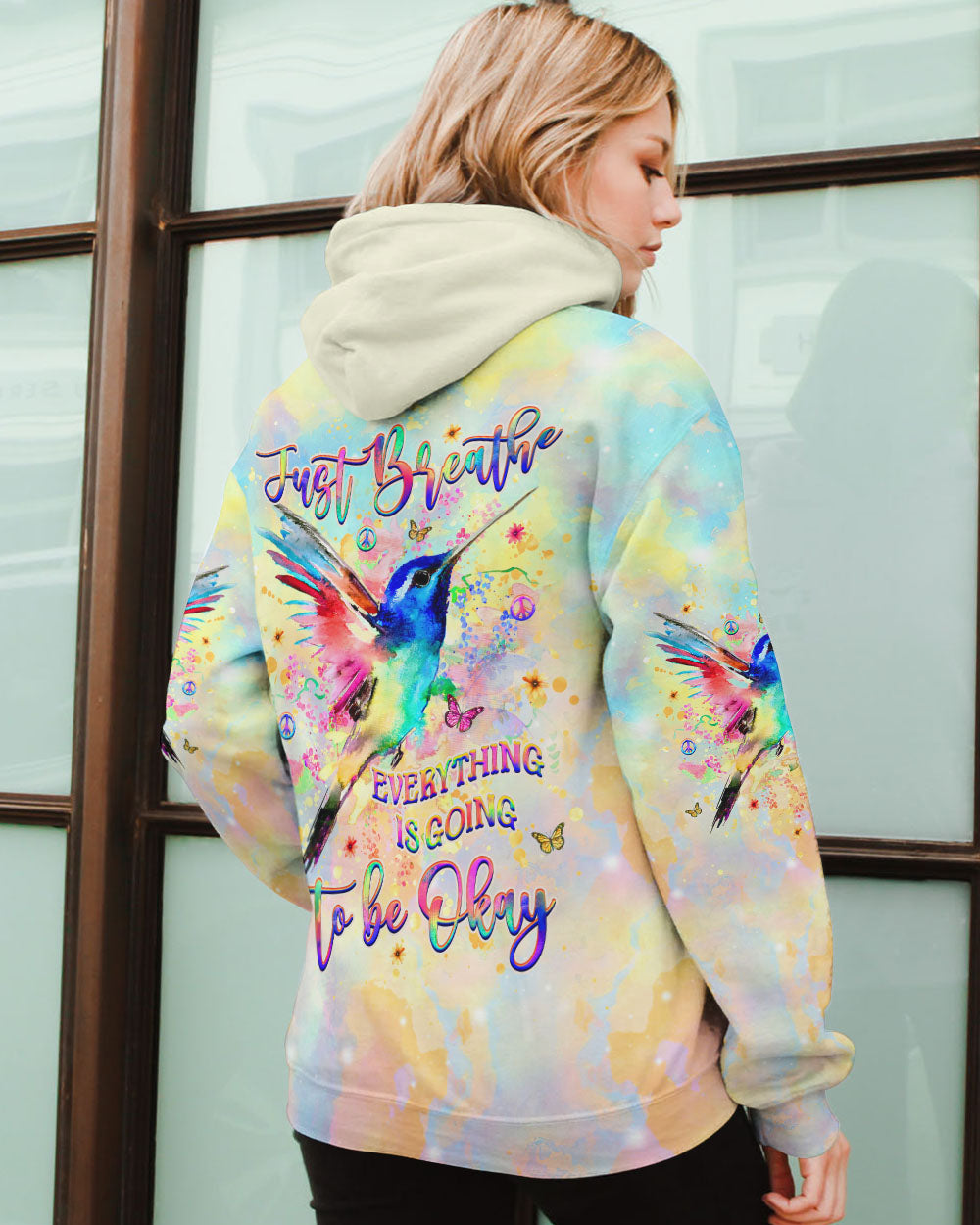 JUST BREATHE HUMMINGBIRD ALL OVER PRINT - YHHG1909241