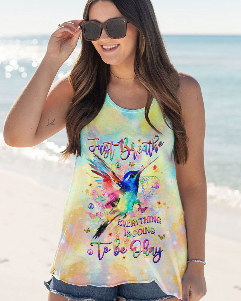 JUST BREATHE HUMMINGBIRD ALL OVER PRINT - YHHG1909241