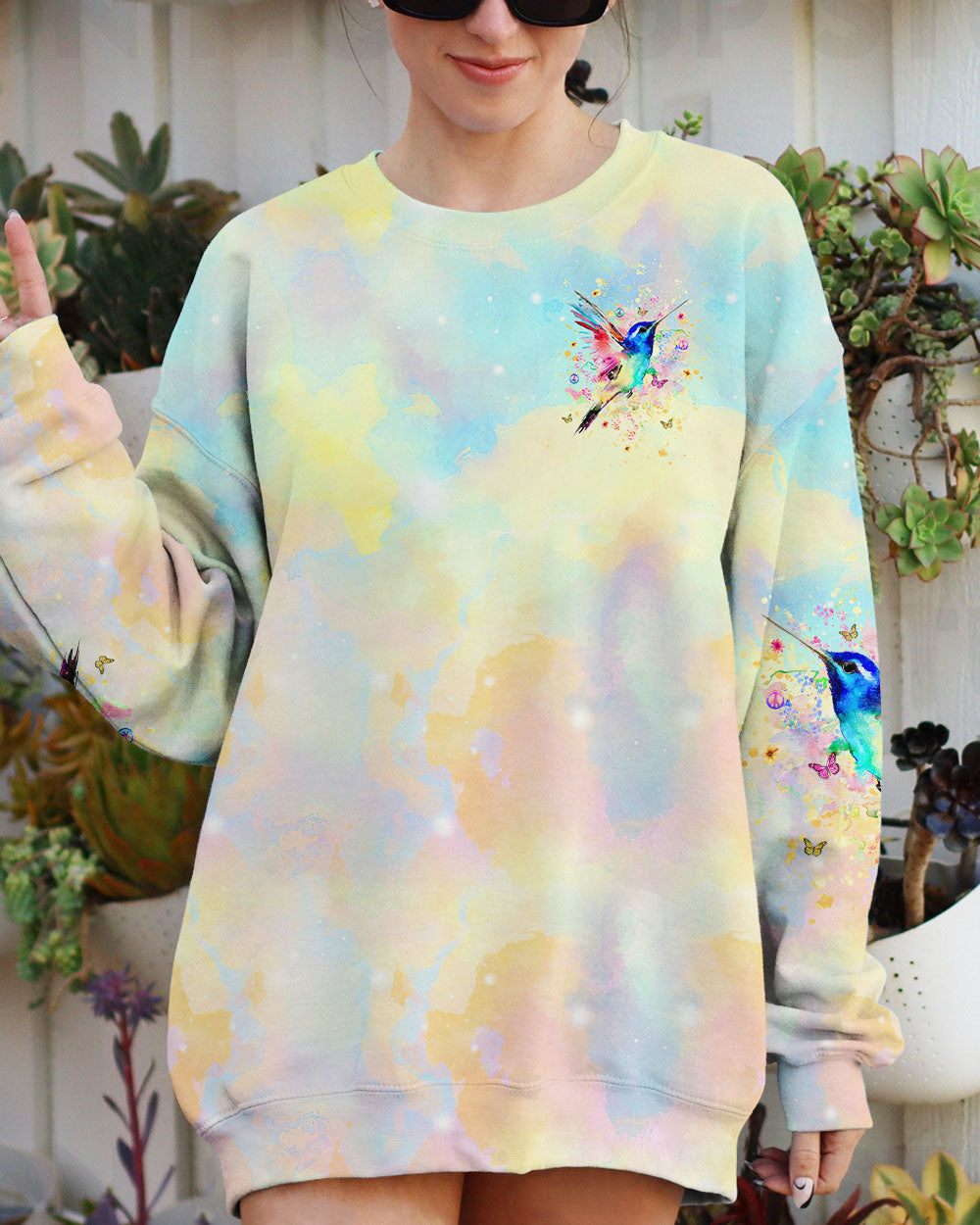 JUST BREATHE HUMMINGBIRD ALL OVER PRINT - YHHG1909241