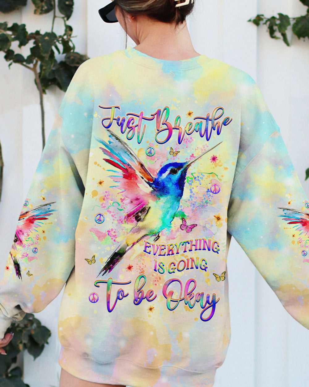 JUST BREATHE HUMMINGBIRD ALL OVER PRINT - YHHG1909241