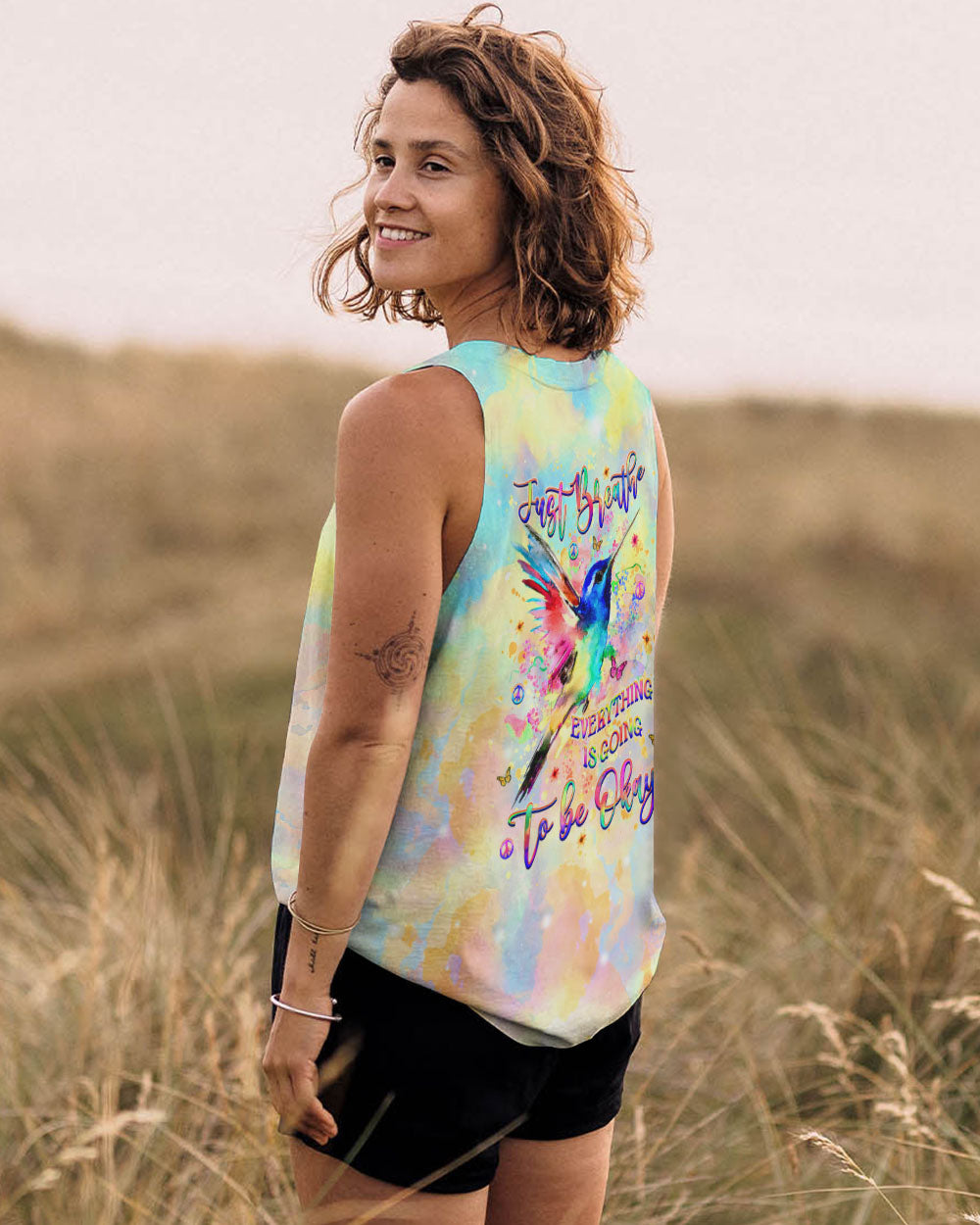 JUST BREATHE HUMMINGBIRD ALL OVER PRINT - YHHG1909241