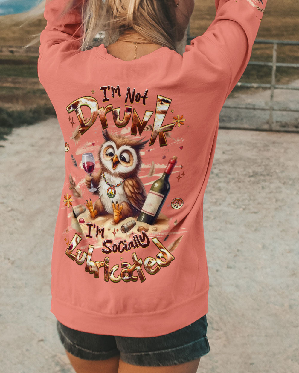 I'M SOCIALLY LUBRICATED OWL ALL OVER PRINT - YHHG1909252