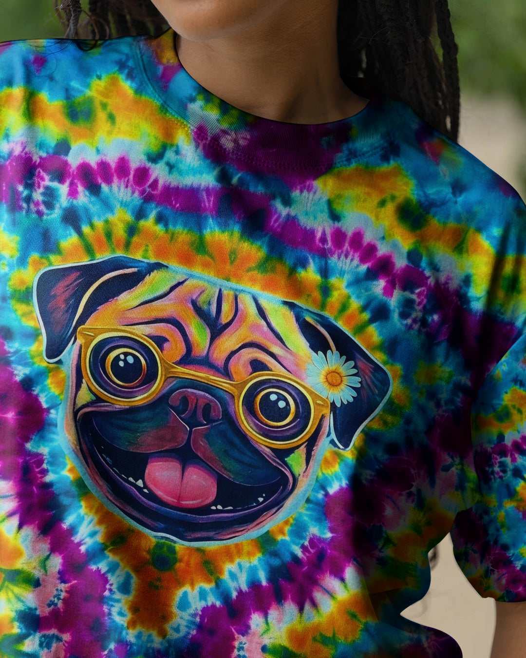 RADIANT SWIRL FUNNY PUG DOG ALL OVER PRINT - YHHG2101262