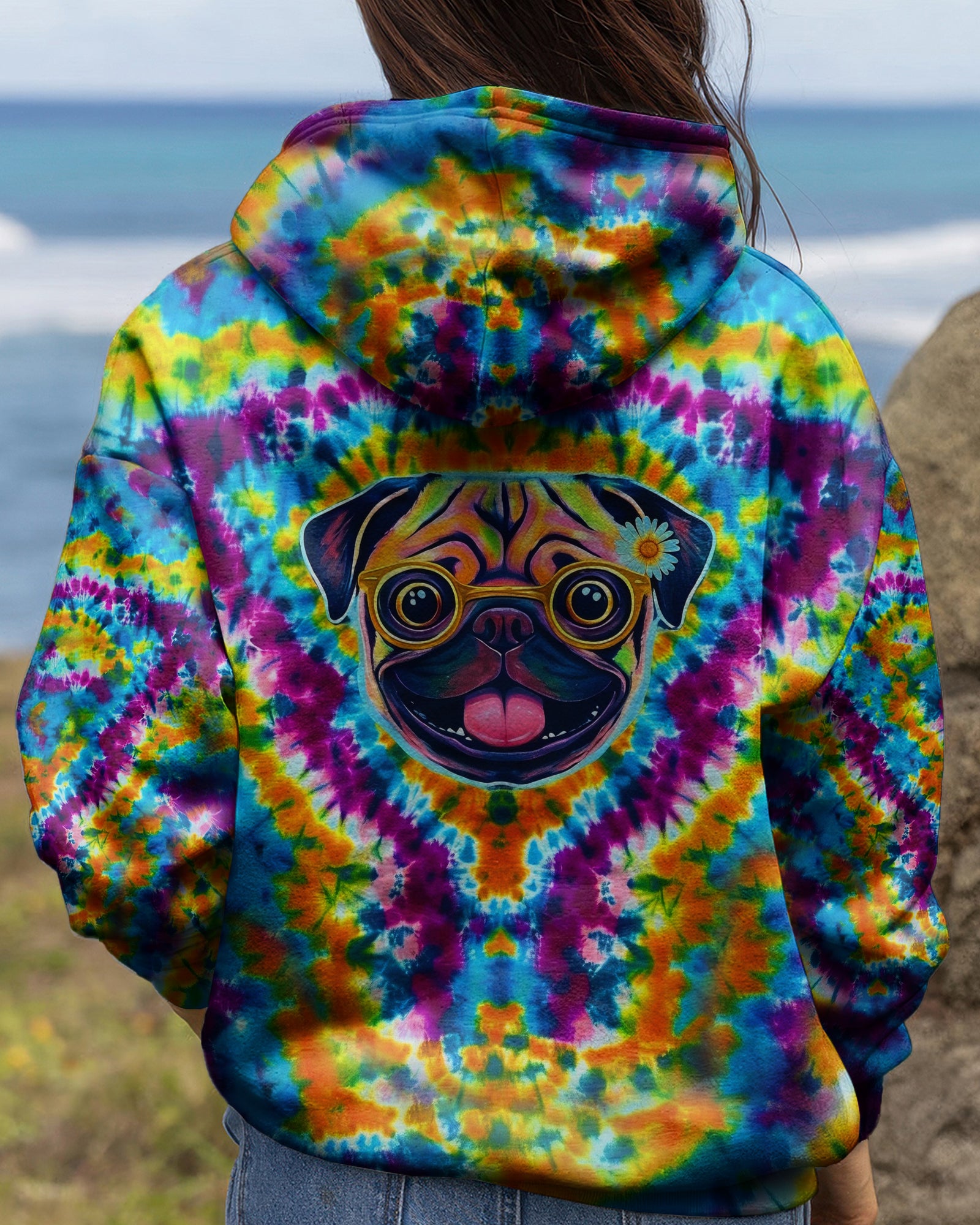 RADIANT SWIRL FUNNY PUG DOG ALL OVER PRINT - YHHG2101262