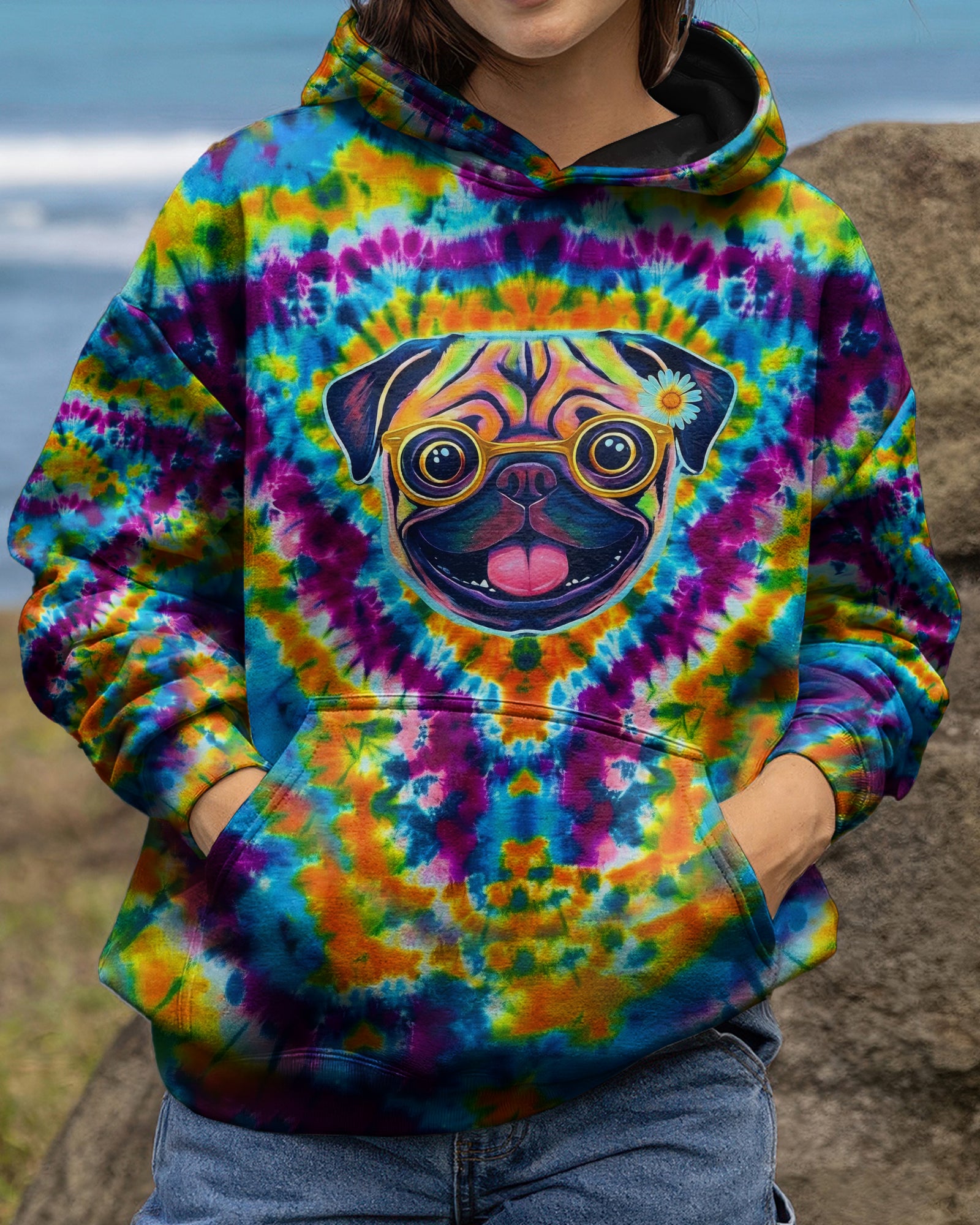RADIANT SWIRL FUNNY PUG DOG ALL OVER PRINT - YHHG2101262