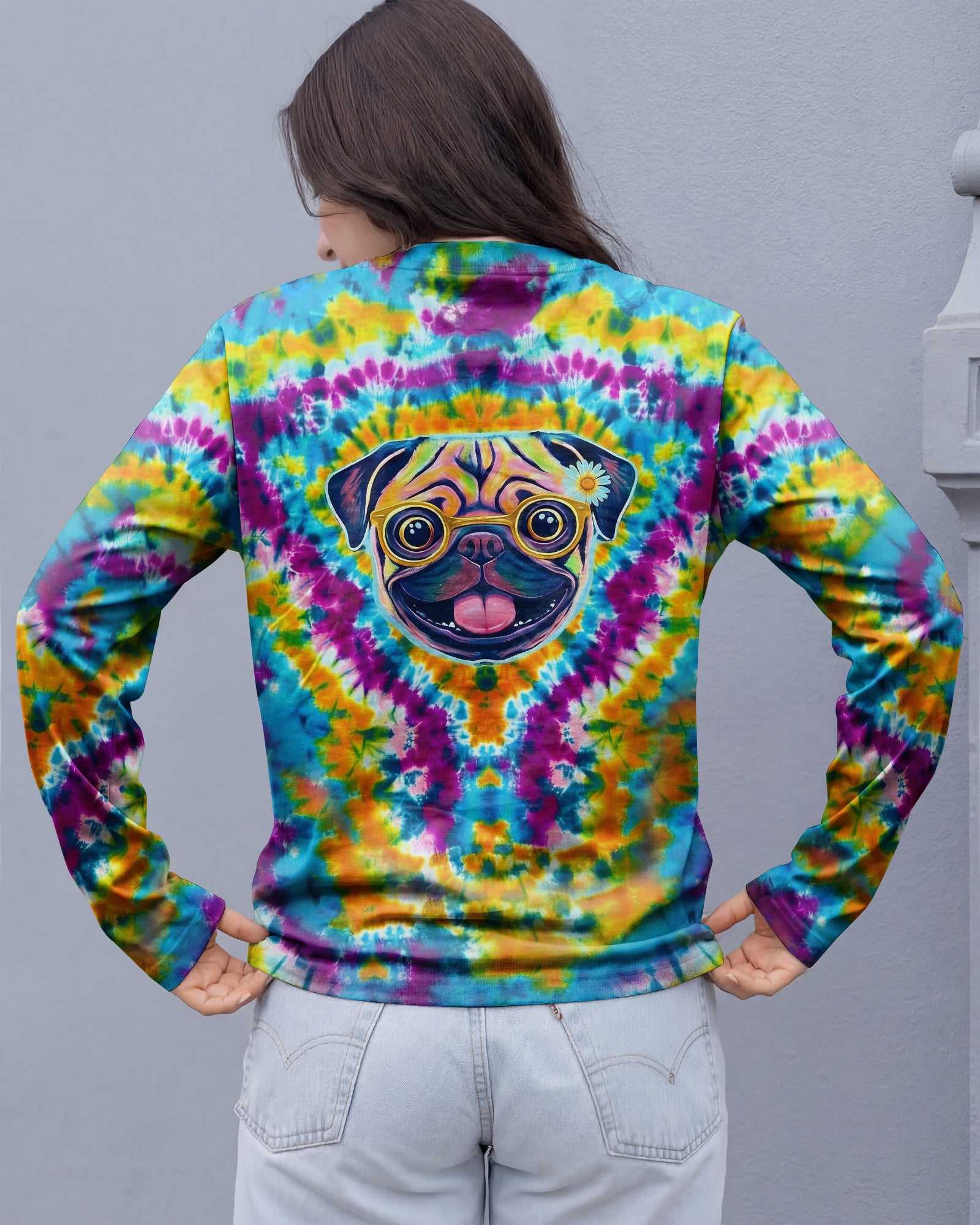 RADIANT SWIRL FUNNY PUG DOG ALL OVER PRINT - YHHG2101262