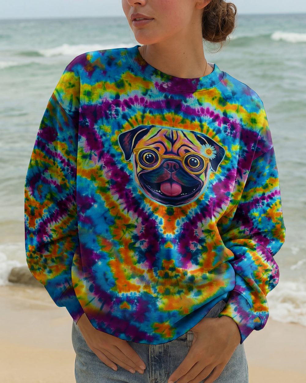 RADIANT SWIRL FUNNY PUG DOG ALL OVER PRINT - YHHG2101262