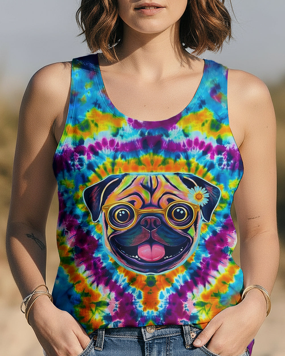 RADIANT SWIRL FUNNY PUG DOG ALL OVER PRINT - YHHG2101262