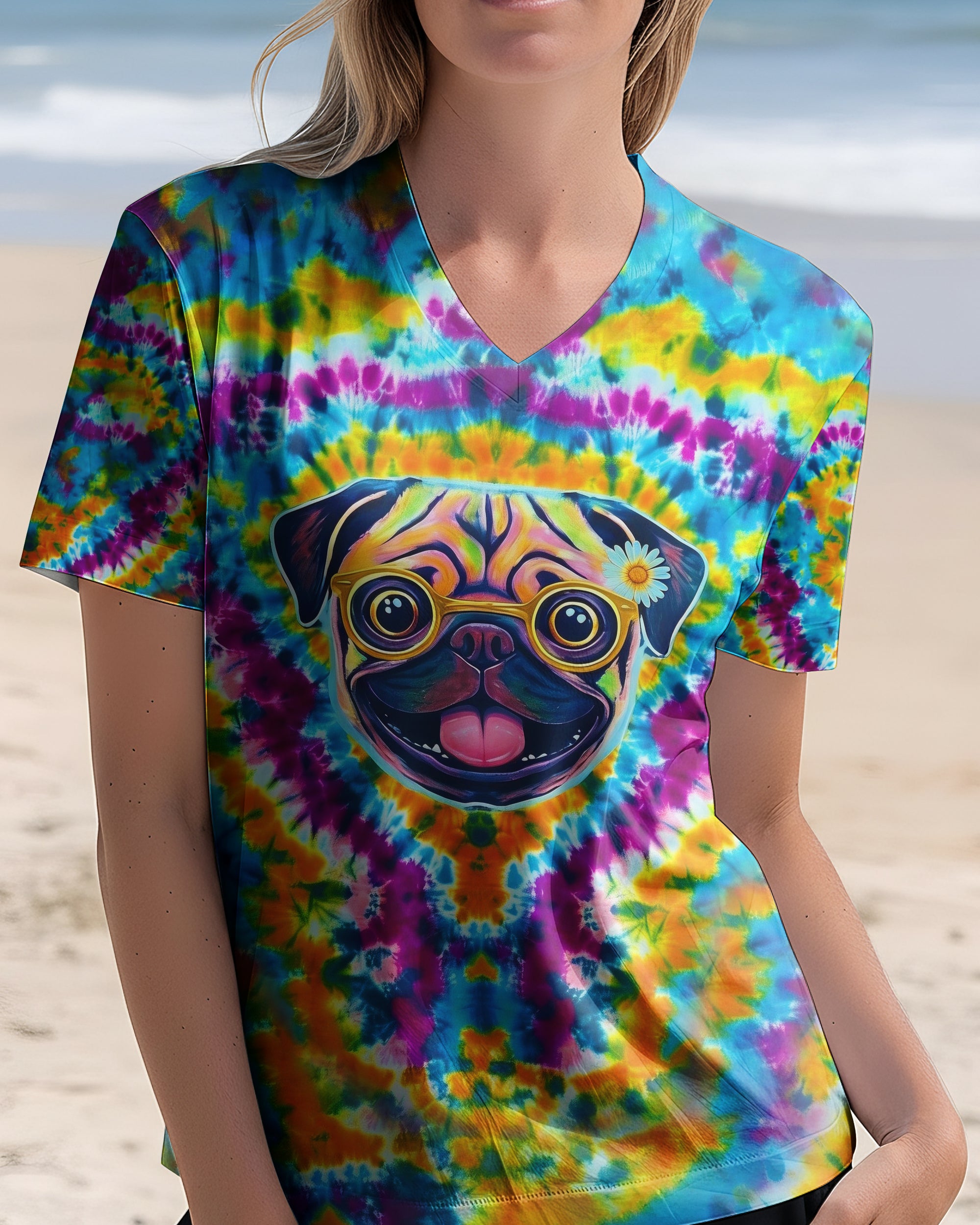 RADIANT SWIRL FUNNY PUG DOG ALL OVER PRINT - YHHG2101262