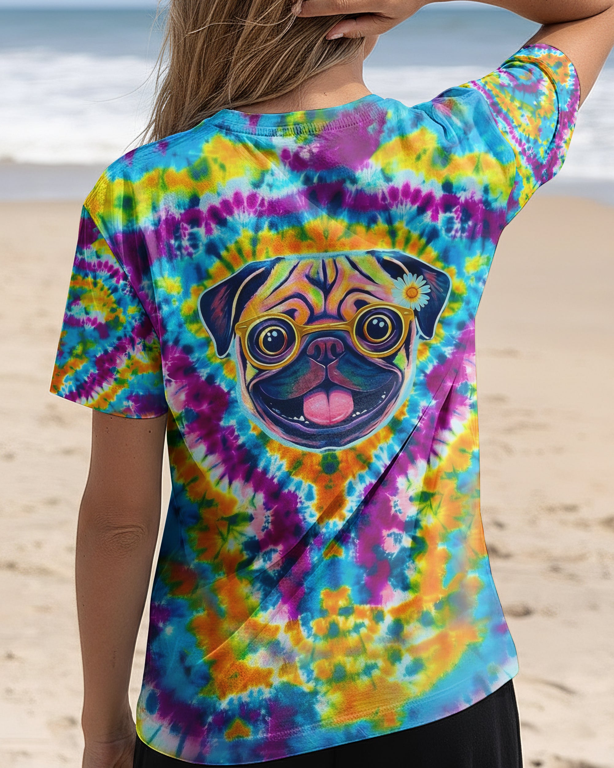 RADIANT SWIRL FUNNY PUG DOG ALL OVER PRINT - YHHG2101262