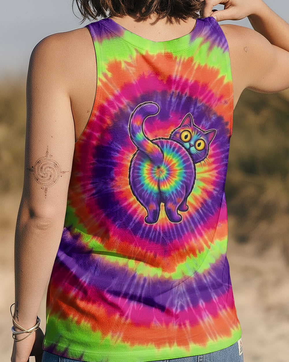 RAINBOW SWIRL CUTE CAT ALL OVER PRINT- YHHG2201261