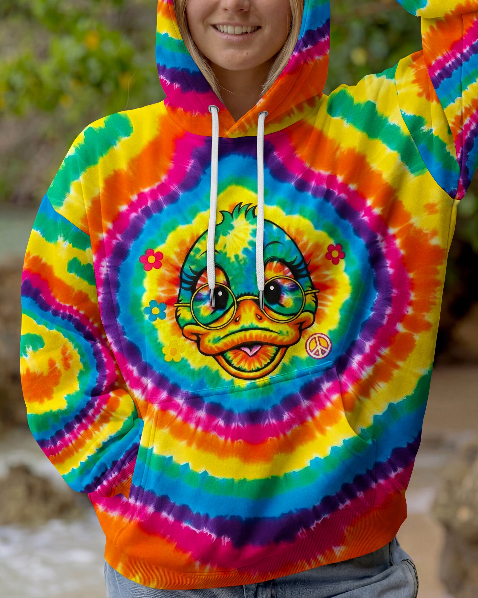 RAINBOW SWIRL FUNNY DUCK ALL OVER PRINT - YHHG2201262