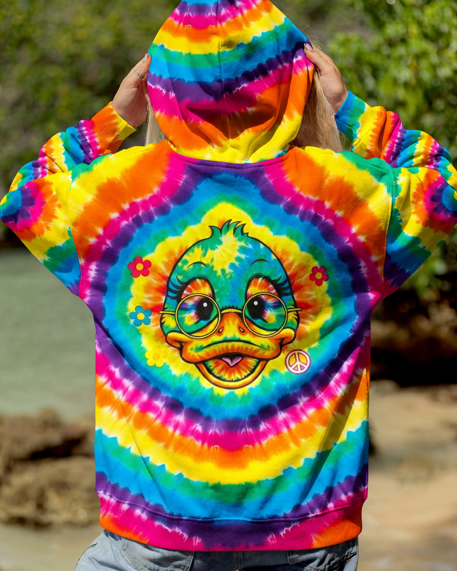 RAINBOW SWIRL FUNNY DUCK ALL OVER PRINT - YHHG2201262