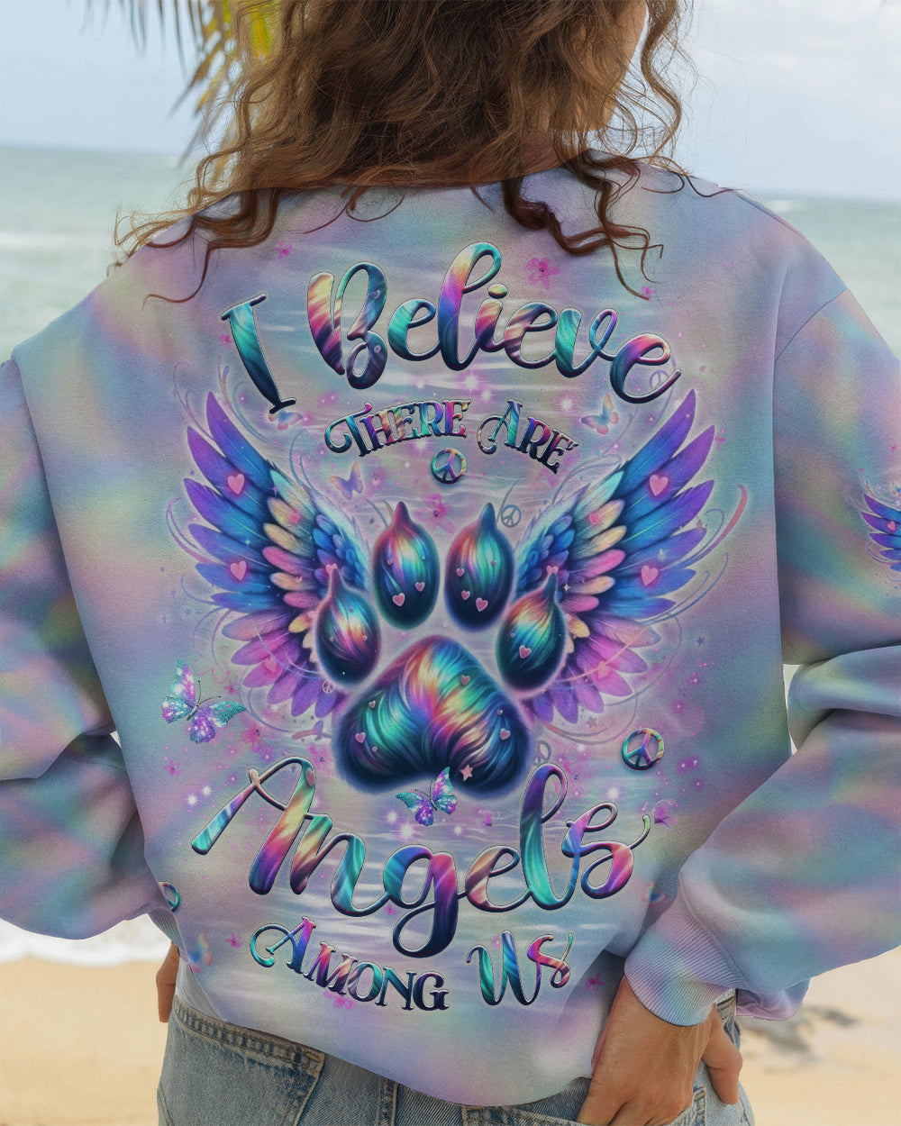 I BELIEVE THERE ARE ANGELS AMONG US PAW PRINT ALL OVER PRINT - YHHG2212252