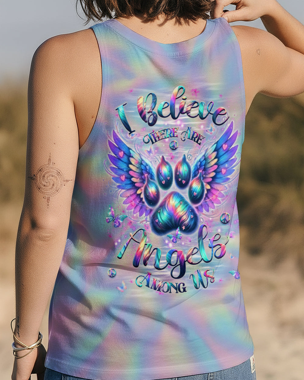 I BELIEVE THERE ARE ANGELS AMONG US PAW PRINT ALL OVER PRINT - YHHG2212252