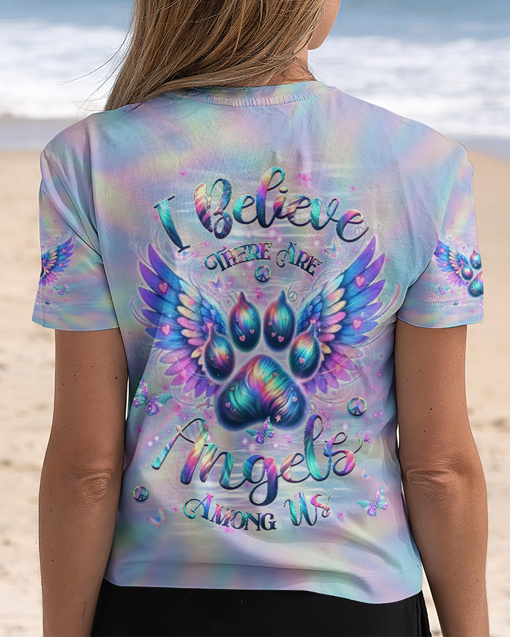I BELIEVE THERE ARE ANGELS AMONG US PAW PRINT ALL OVER PRINT - YHHG2212252
