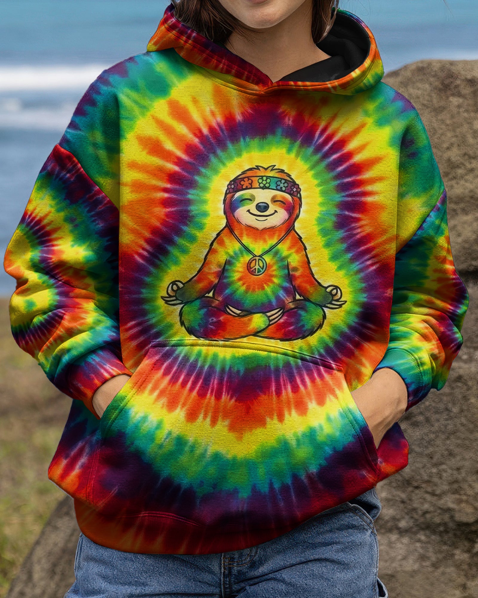 RAINBOW AURA SLOTH ALL OVER PRINT - YHHG2301261