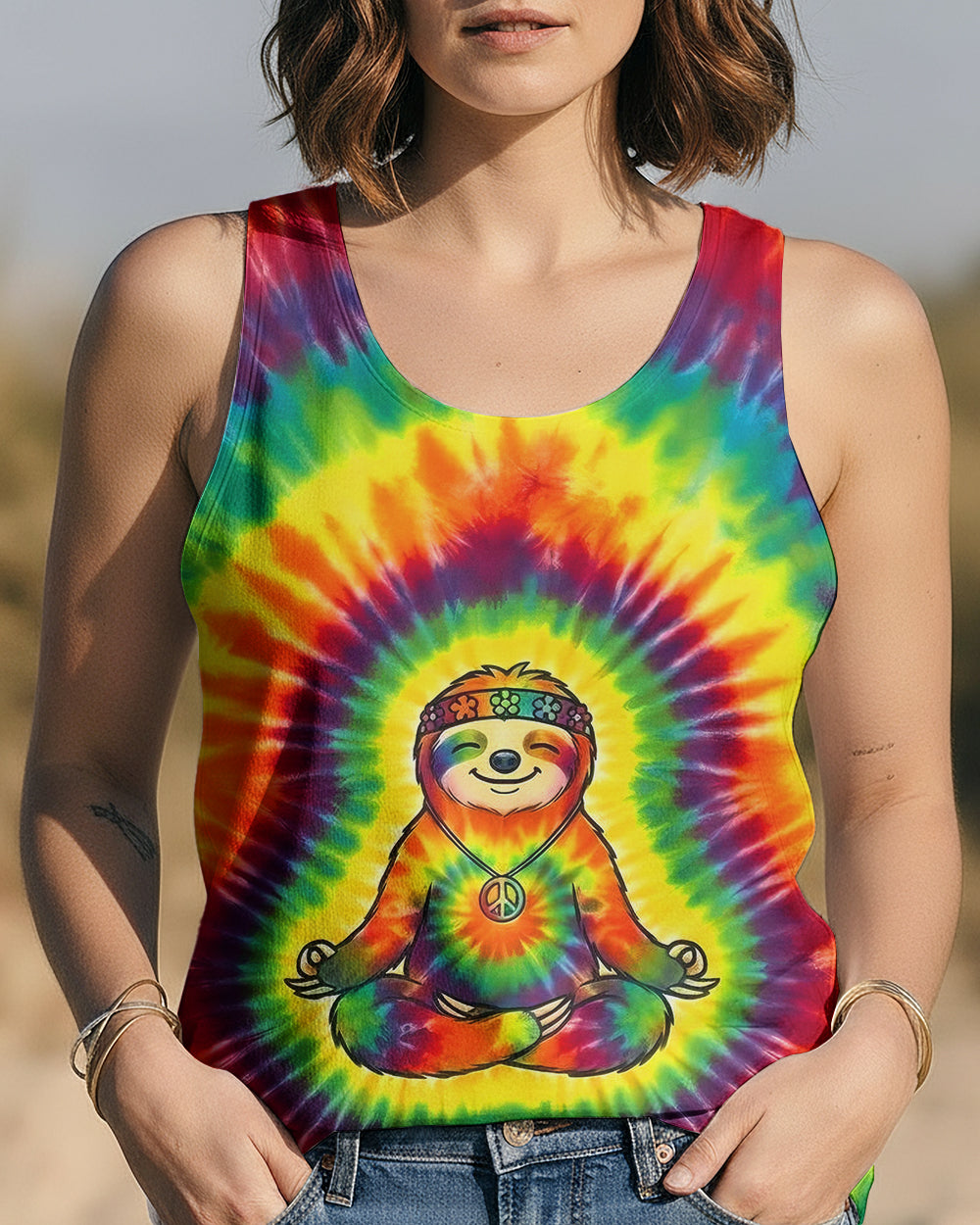 RAINBOW AURA SLOTH ALL OVER PRINT - YHHG2301261