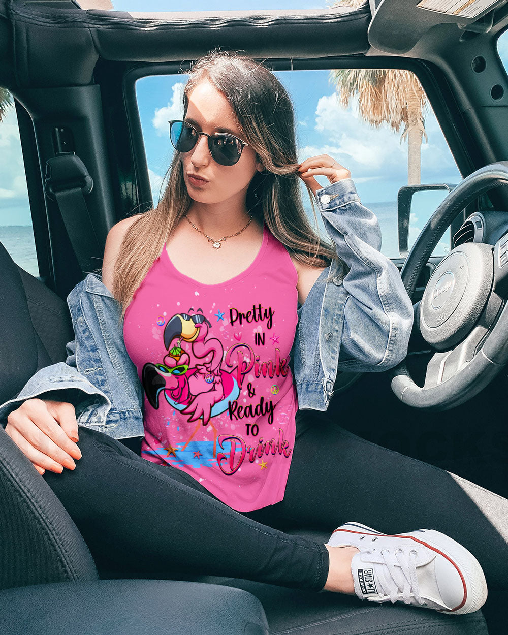 PRETTY IN PINK FLAMINGO ALL OVER PRINT - YHHG2307242