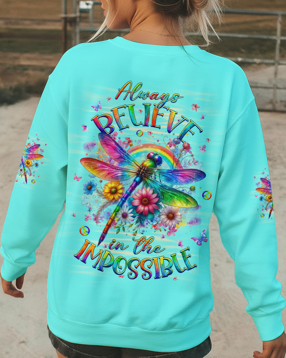 ALWAYS BELIEVE IN THE IMPOSSIBLE DRAGONFLY ALL OVER PRINT - YHHG2312251