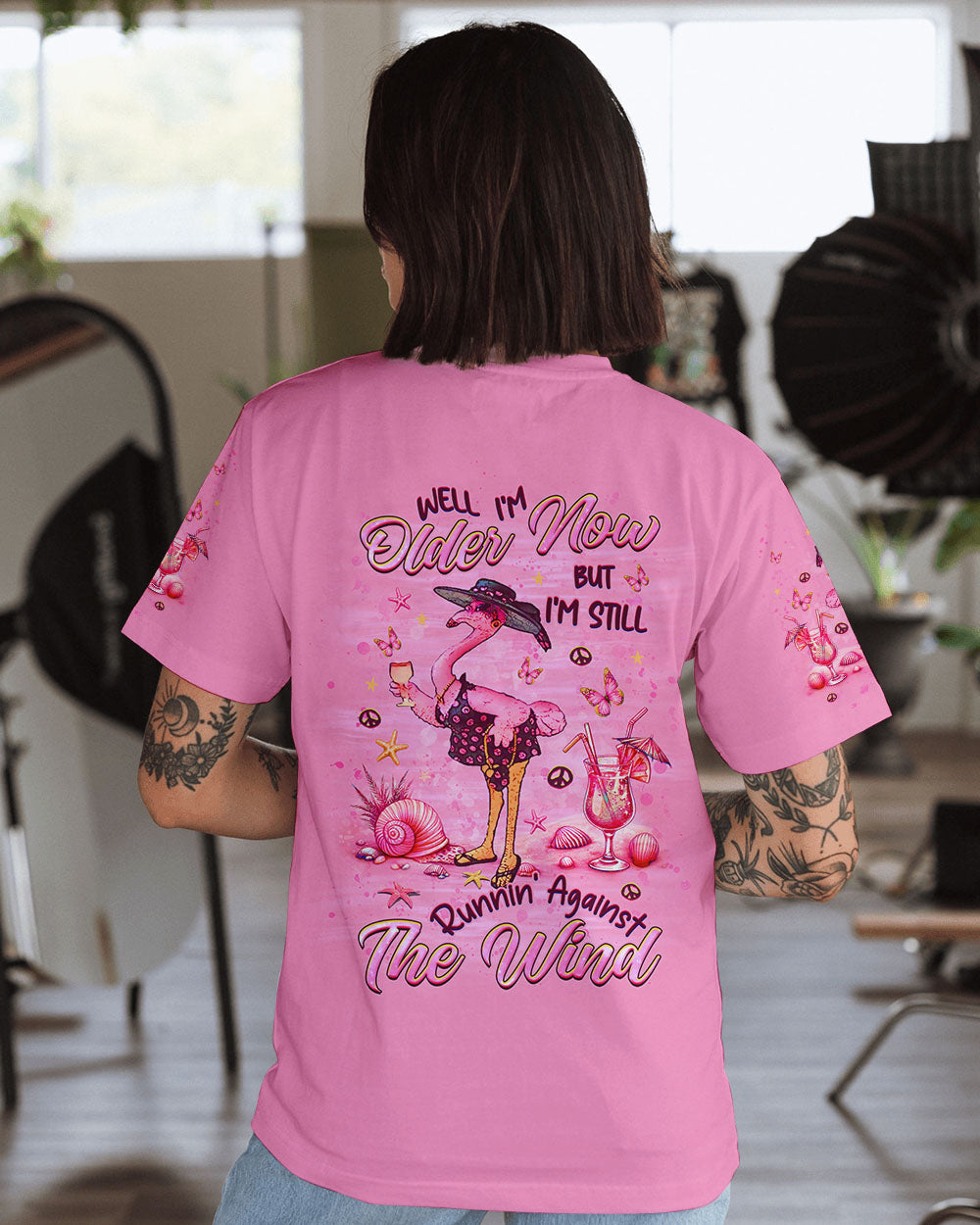 RUNNING AGAINST THE WIND FLAMINGO ALL OVER PRINT - YHHG2406241