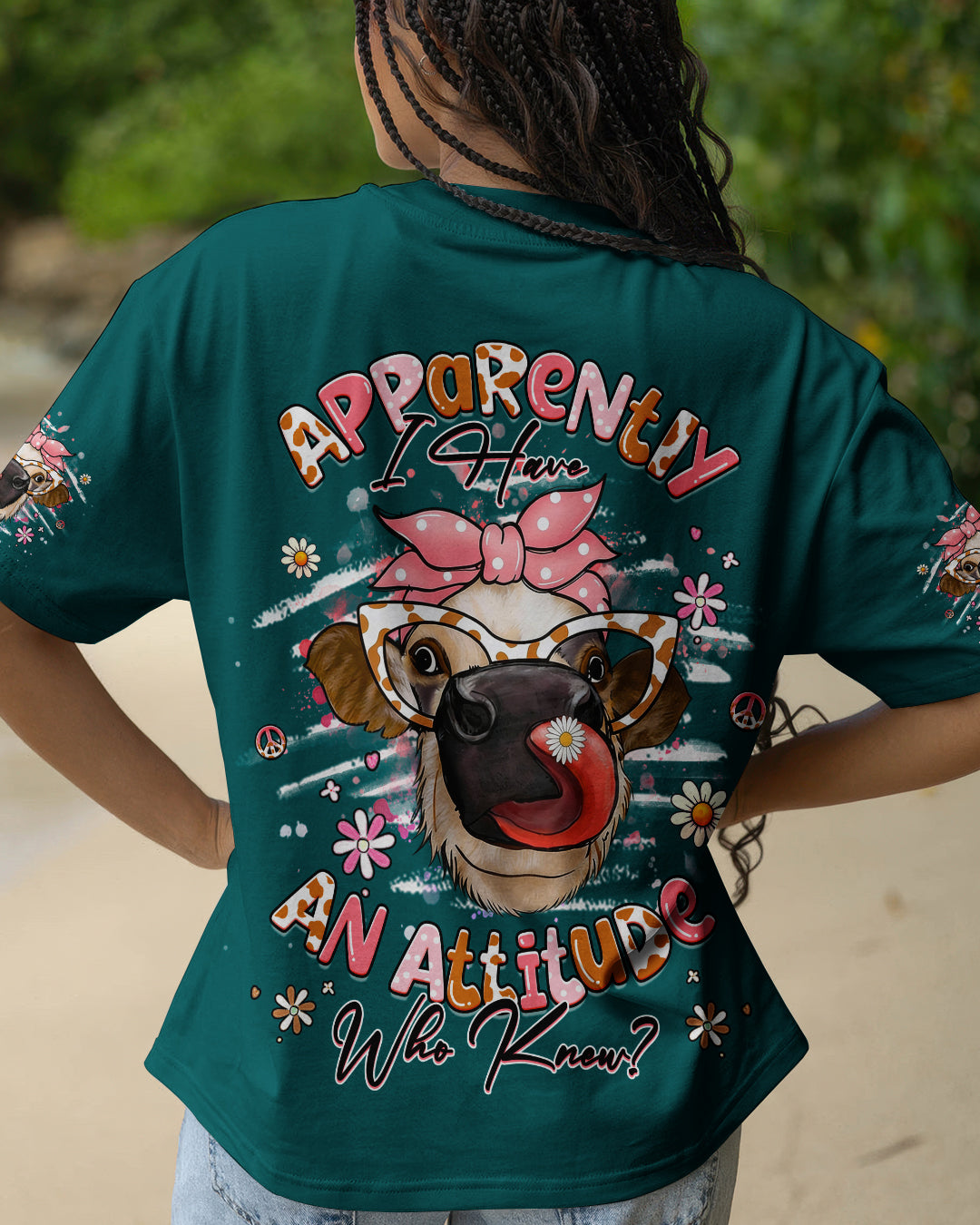 APPARENTLY I HAVE AN ATTITUDE WHO KNEW COW ALL OVER PRINT - YHHG2412252