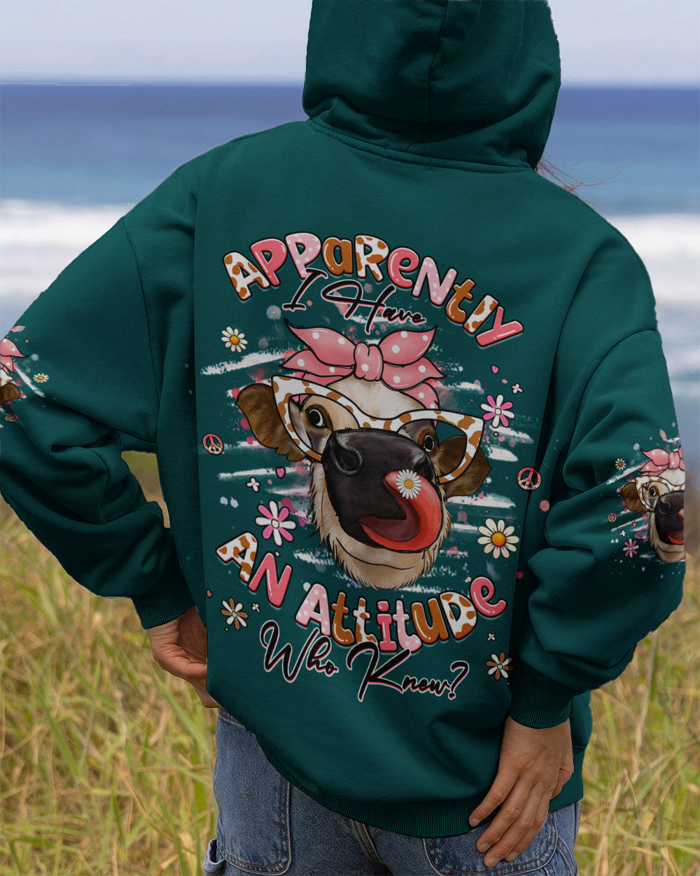 APPARENTLY I HAVE AN ATTITUDE WHO KNEW COW ALL OVER PRINT - YHHG2412252