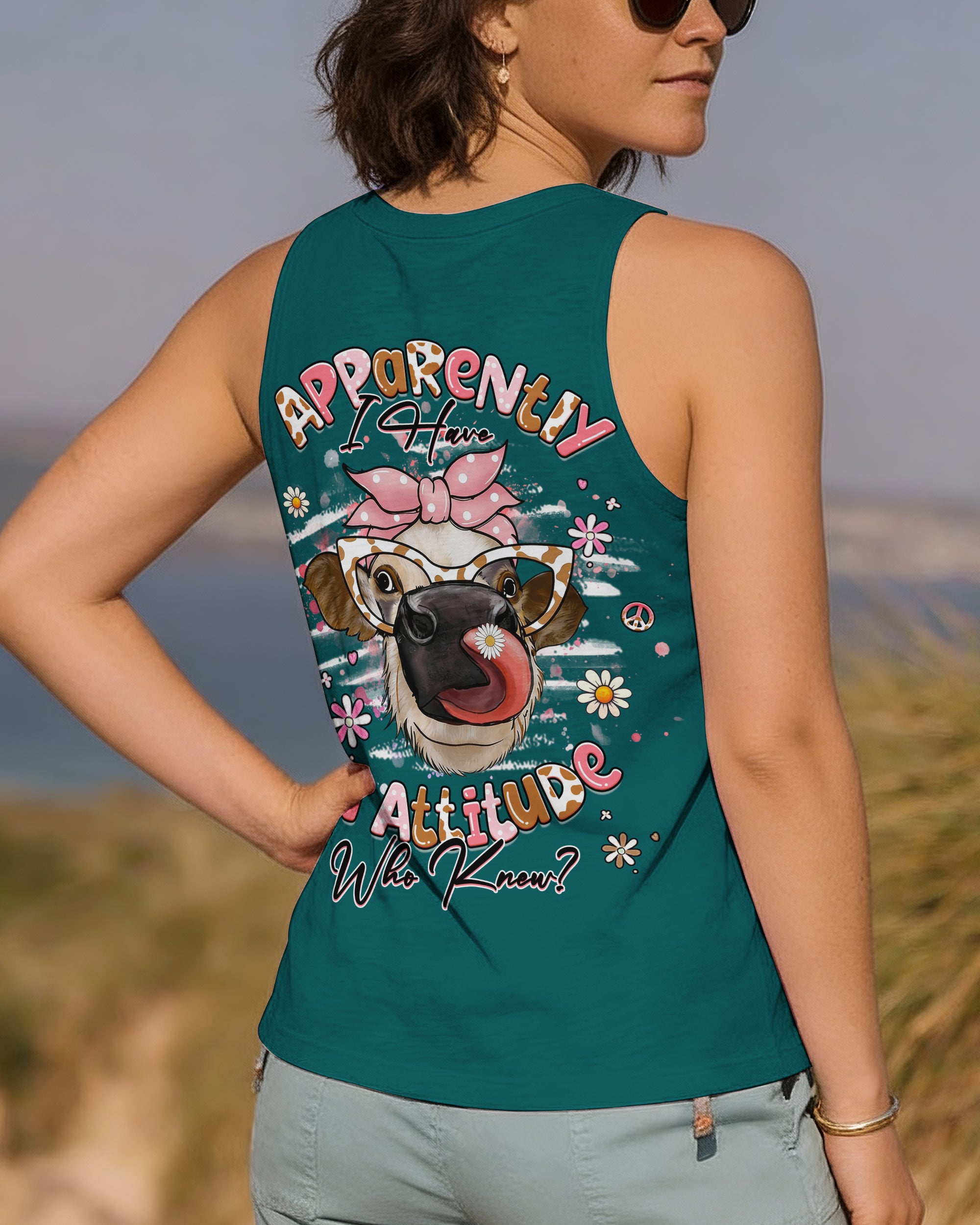 APPARENTLY I HAVE AN ATTITUDE WHO KNEW COW ALL OVER PRINT - YHHG2412252