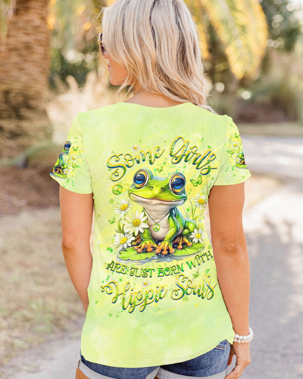 SOME GIRLS ARE JUST BORN WITH HIPPIE SOULS FROG ALL OVER PRINT - YHHG2507243