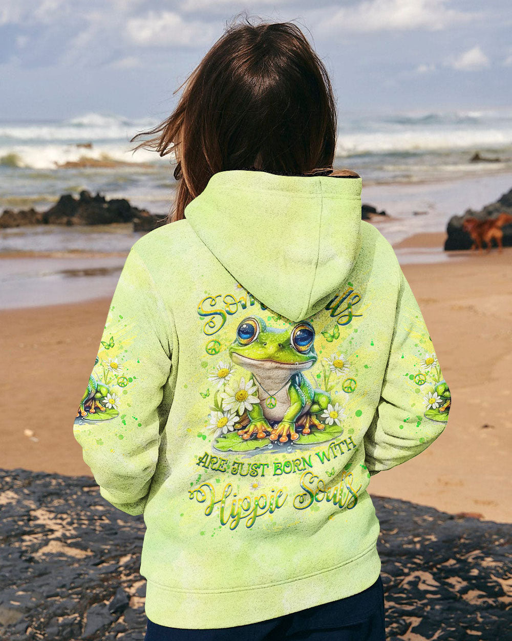 SOME GIRLS ARE JUST BORN WITH HIPPIE SOULS FROG ALL OVER PRINT - YHHG2507243
